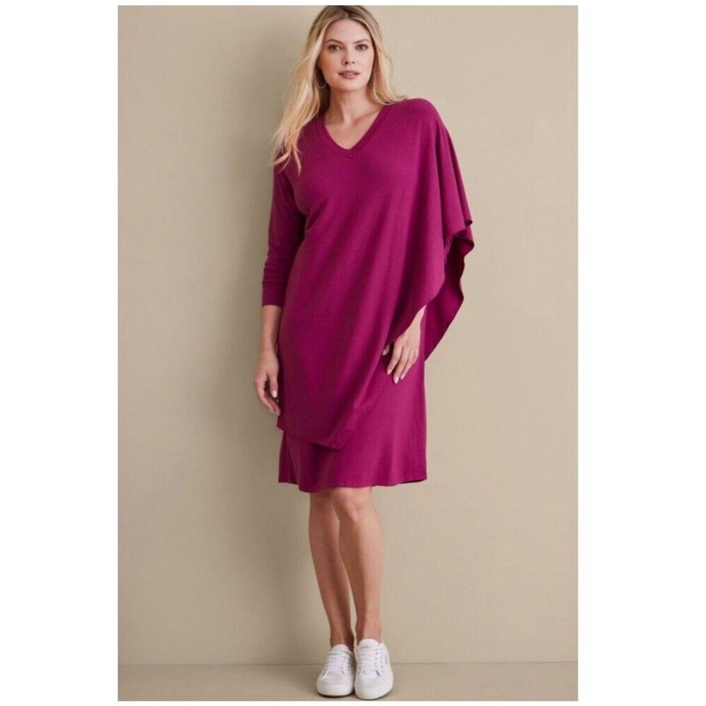Soft Surroundings Womens Marla Dress Fuchsia 2X Tiered Shift  Boho Work Casual